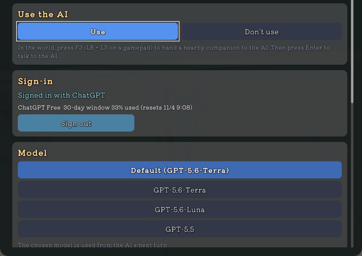 The settings screen with the Use the AI, Sign-in and Model sections